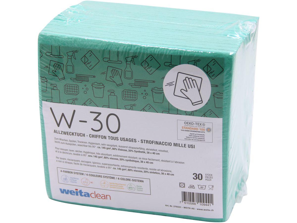 WEITACLEAN Panno multiuso Olivia 38x40cm 721263 verde 30 pezzi (7610588109441)