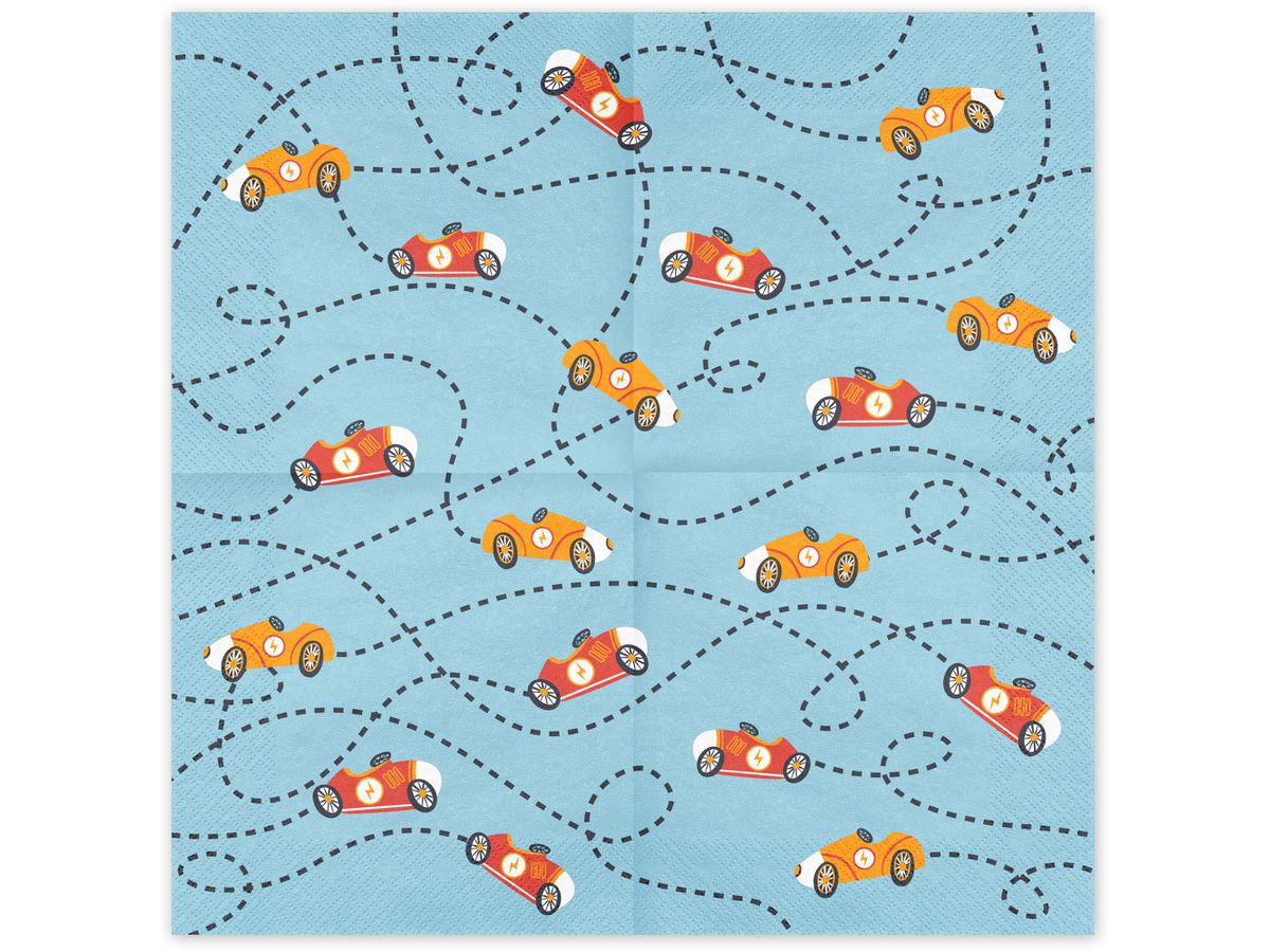 PARTYDECO Serviettes 33x33cm SP33-96 Voitures 12 pièces (5904555027565)