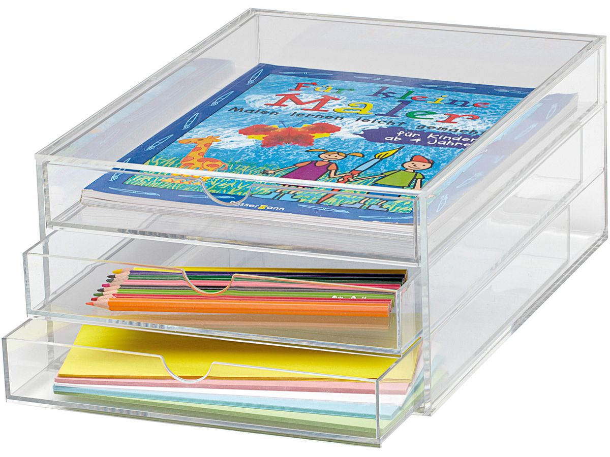 MAUL Vaschetta potadoc. Acryl A4 1950405 trasparente 3 cassetti (4002390067454)