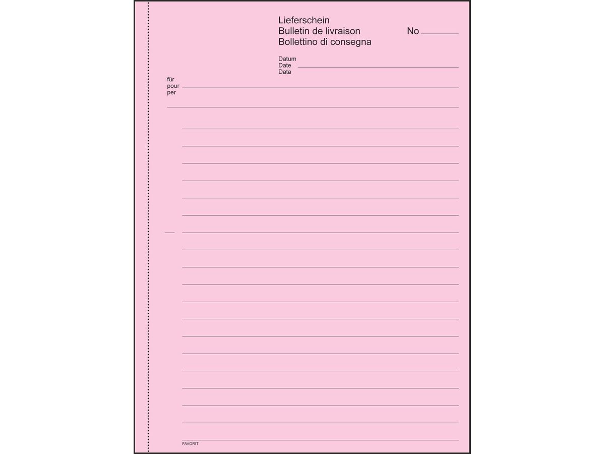 FAVORIT Bolla di consegna D/F/I A5 8231OK rosso/bianco 50x2 fogli (7612149044161)