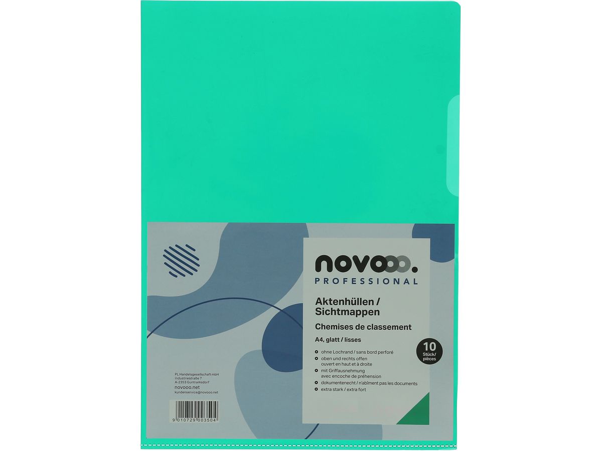 NOVOOO Pro Sichtmappen 140my A4 400197669 grün glatt 10 Stück (9010729003504)