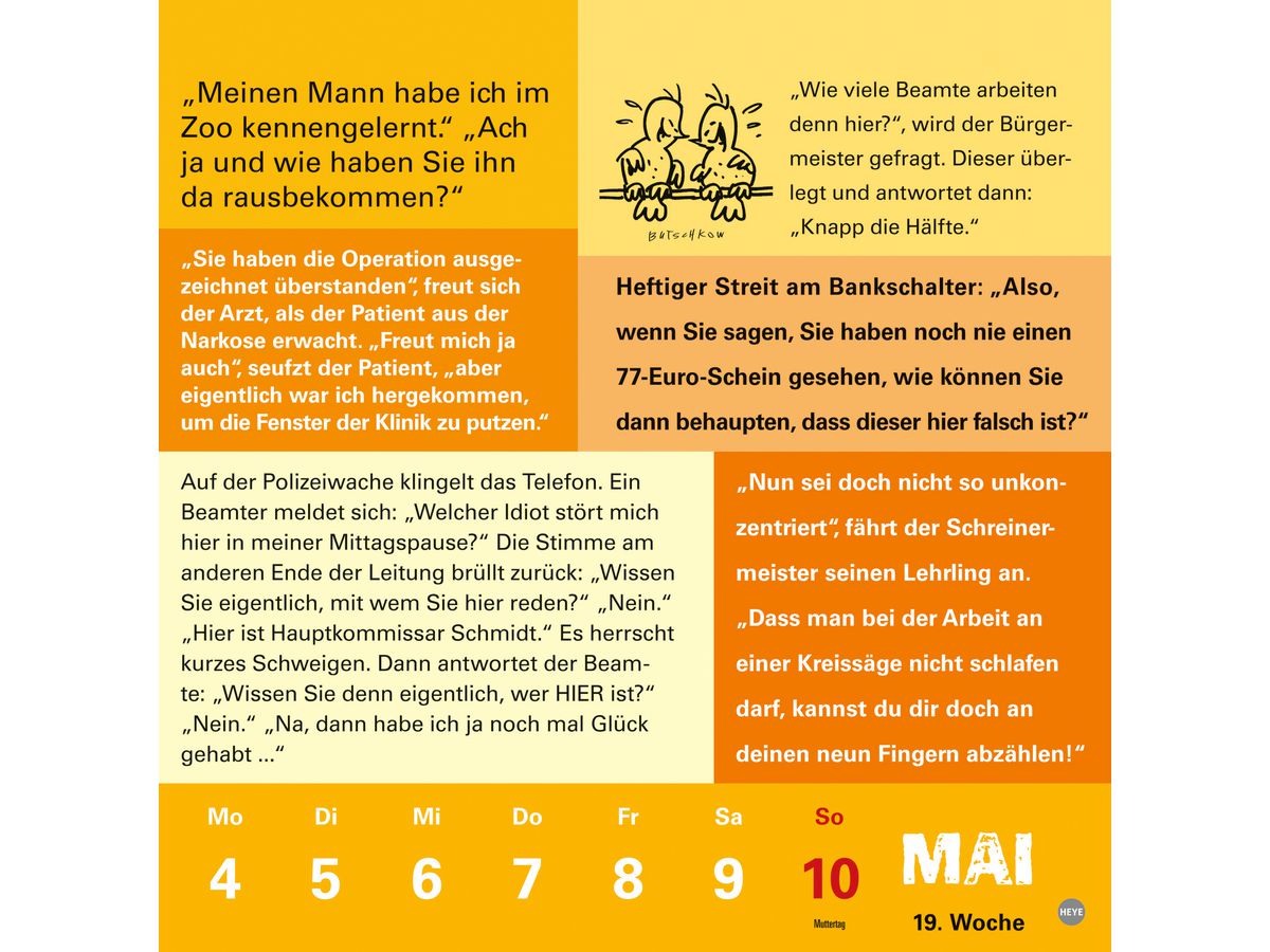 HEYE Kalender Witze fürs Klo 2026 1373+26 1W/1S DE 17.5x17.5cm (9783756409556)