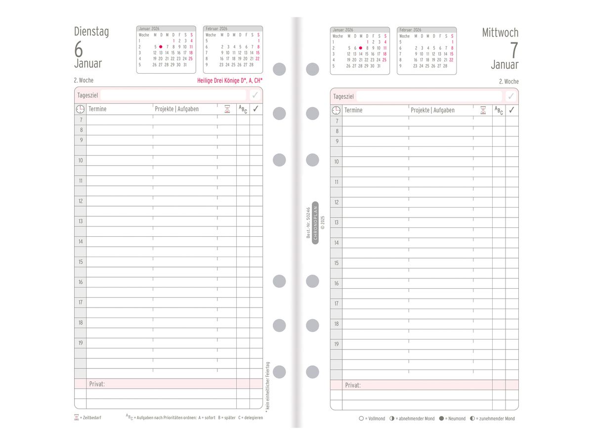 CHRONOPLAN Plan journalier recharge 2026 50246Z.26 1J/1P Midi (4004182088418)