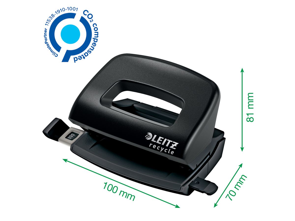 LEITZ Locher NeXXt Recycle 5010-00-95 schwarz, CO2 neutral 10 Blatt (4002432132577)