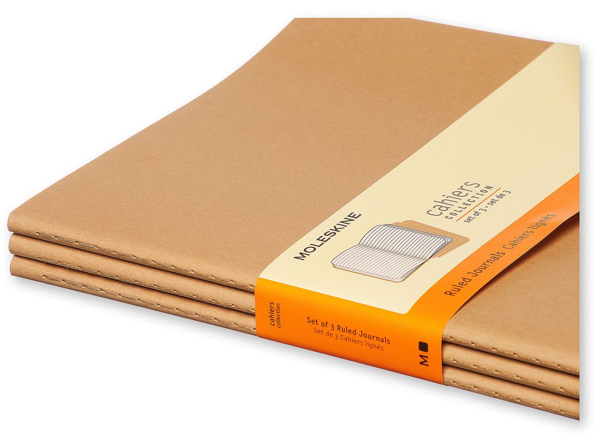 MOLESKINE Notizheft Cahier XL 25x19cm 705045 liniert, natur 3 Stück (9788883705045)