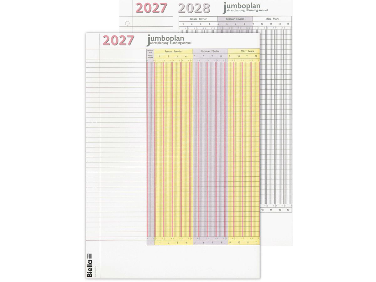 BIELLA Calendario Jumbo 2 Stk. 2027 876418000027U 1A/1P bianco 64.5x29.7cm (7611365528226)