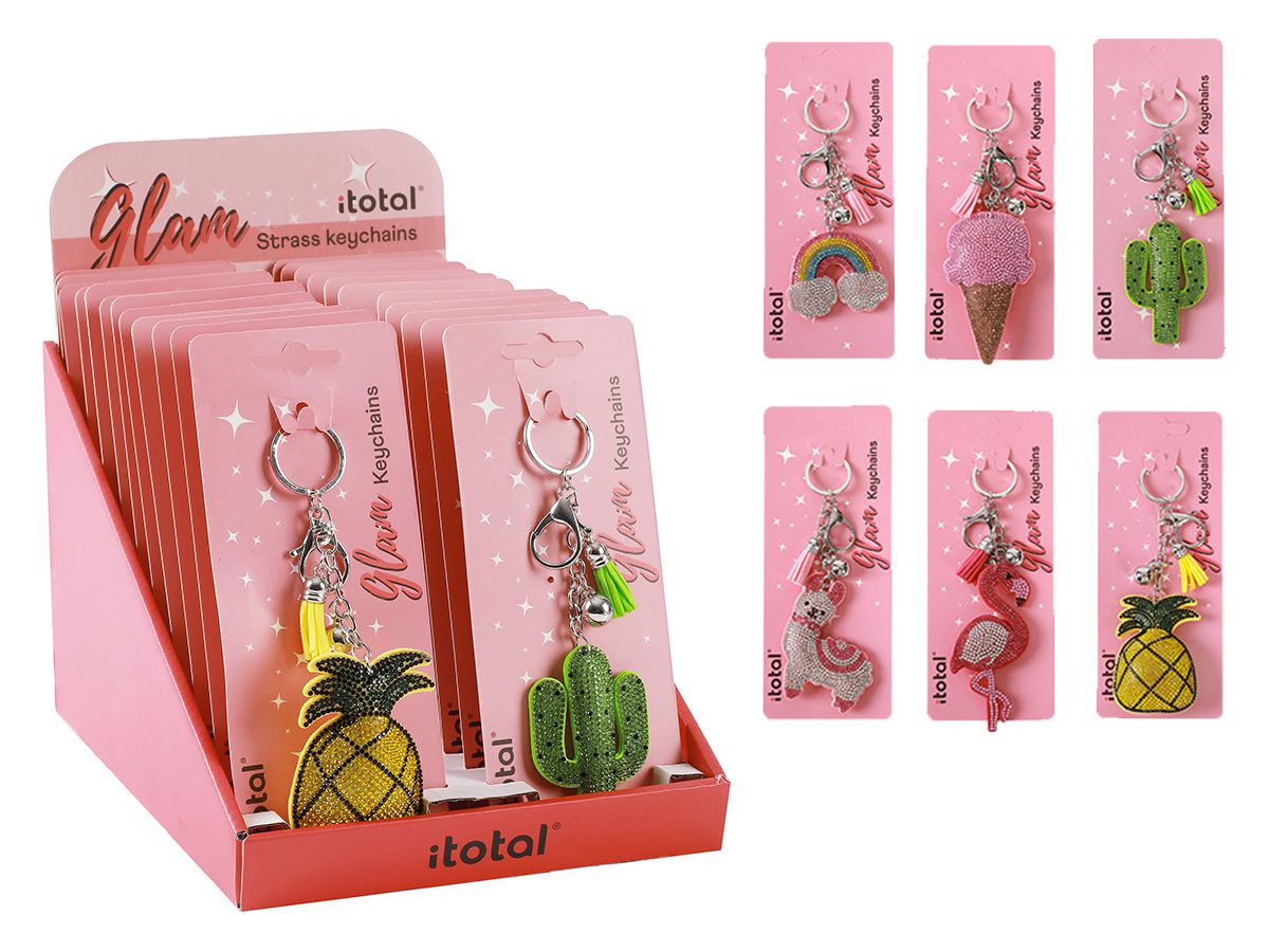 I-TOTAL Schlüsselanhänger Strass XL1437 6 Motive ass. (8052877041978)