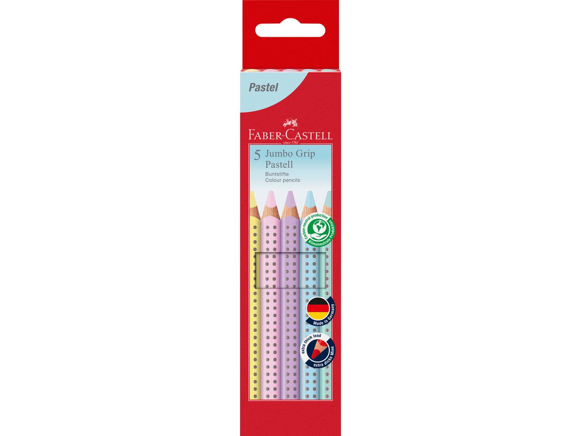 FABER-CASTELL Farbstift Jumbo Grip 110991 Pastell 5er Etui (4005401109914)