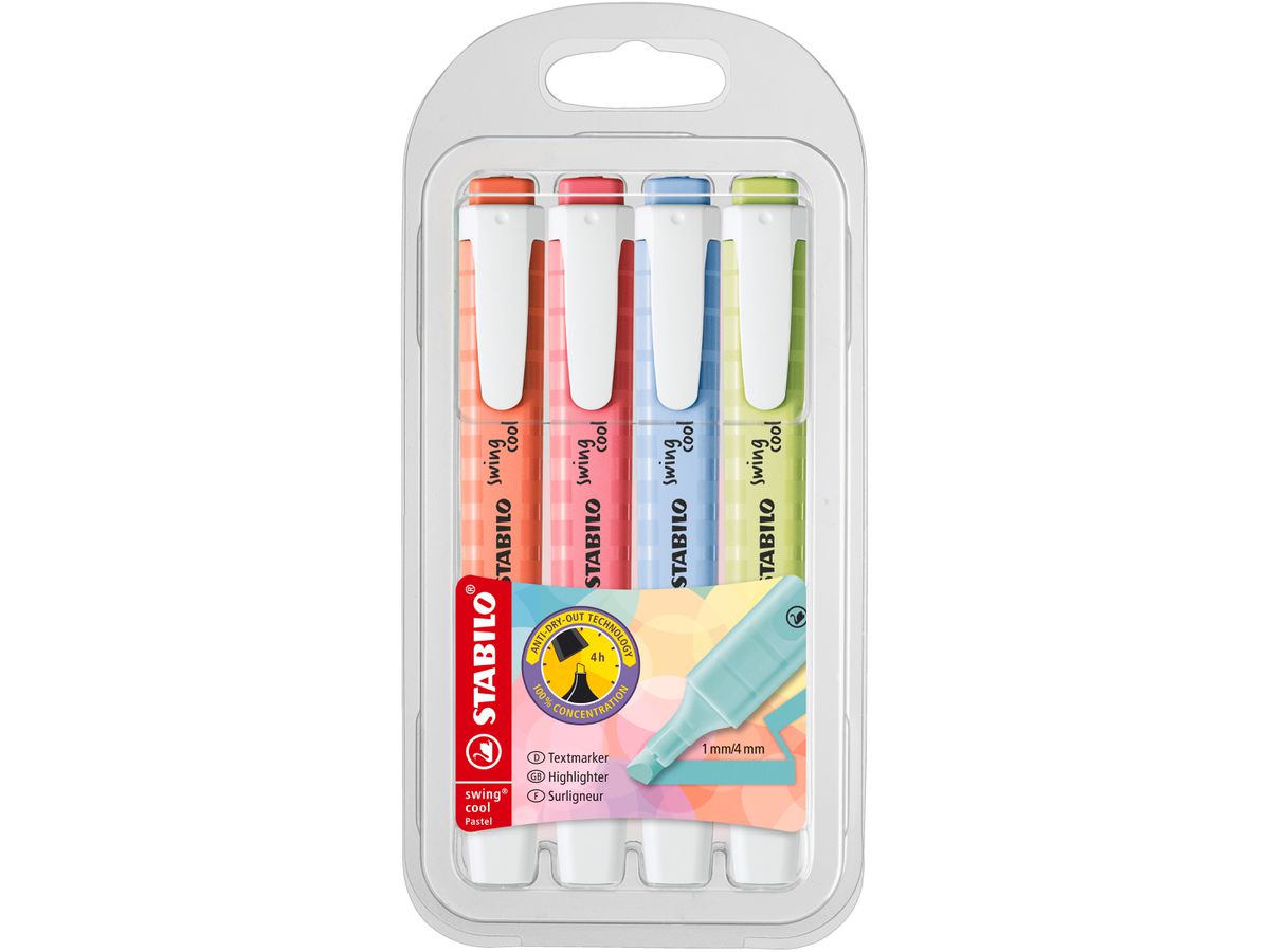 STABILO Textmarker Swing Cool 1-4mm 275/4-08-1 ass. 4 pcs. (4006381559461)