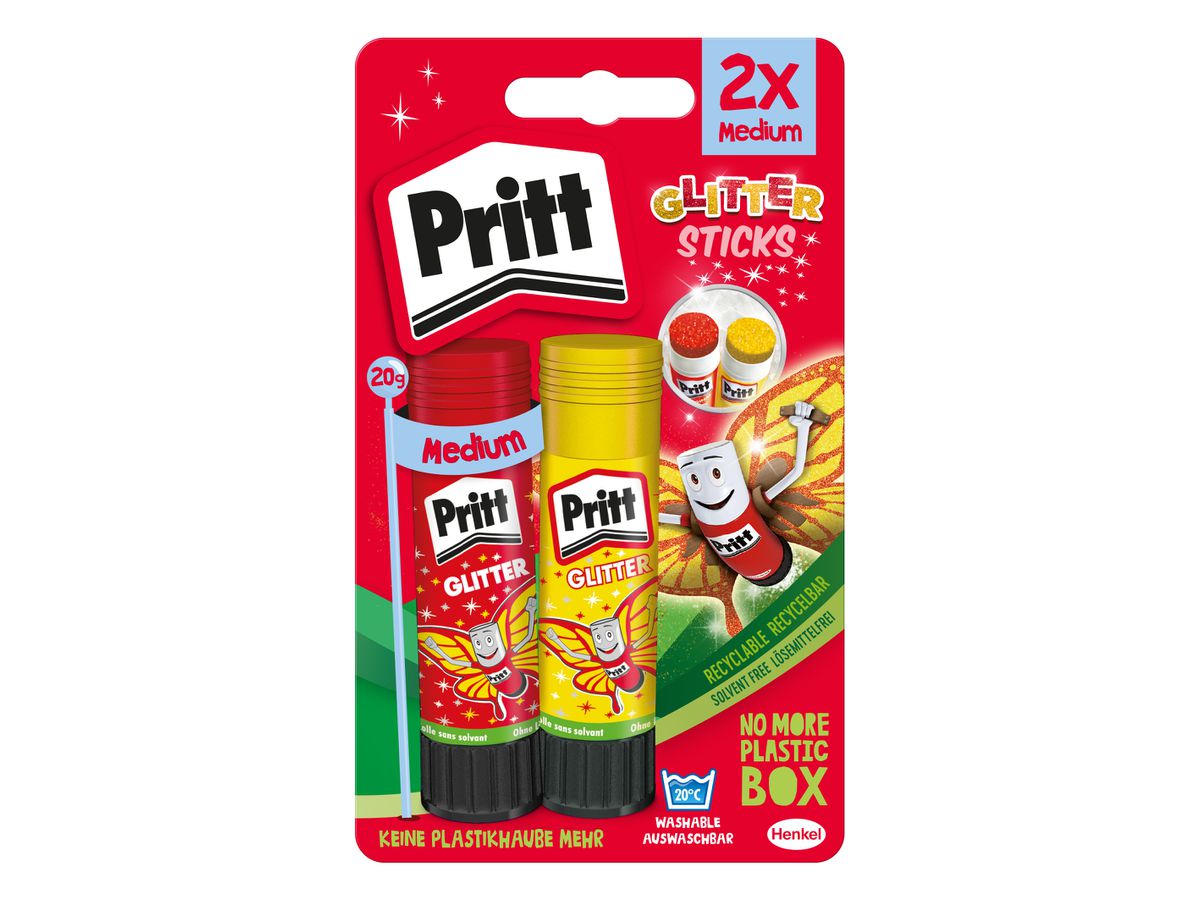 PRITT Stick collante Glitter 2x20g 45-900-248 rosso, giallo (4015000435741)