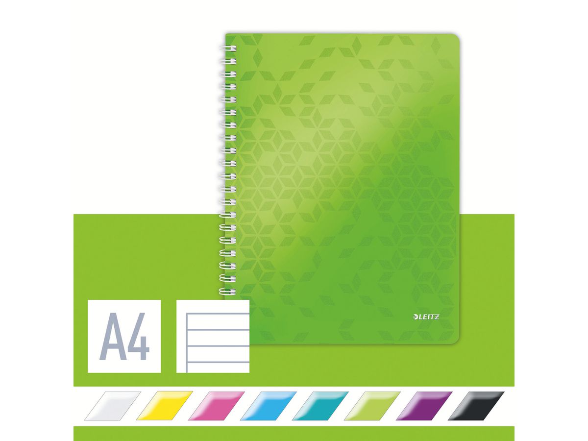LEITZ Libro spirale WOW PP A4 4637-00-54 verde 80 fogli (4002432123445)