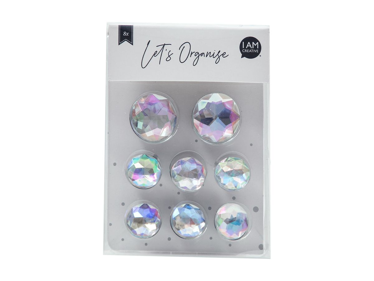 I AM CREATIVE Magnet Juwel Let`s Organize 4035.62 Acrylglas, irisierend 8 Stück (7611983215591)