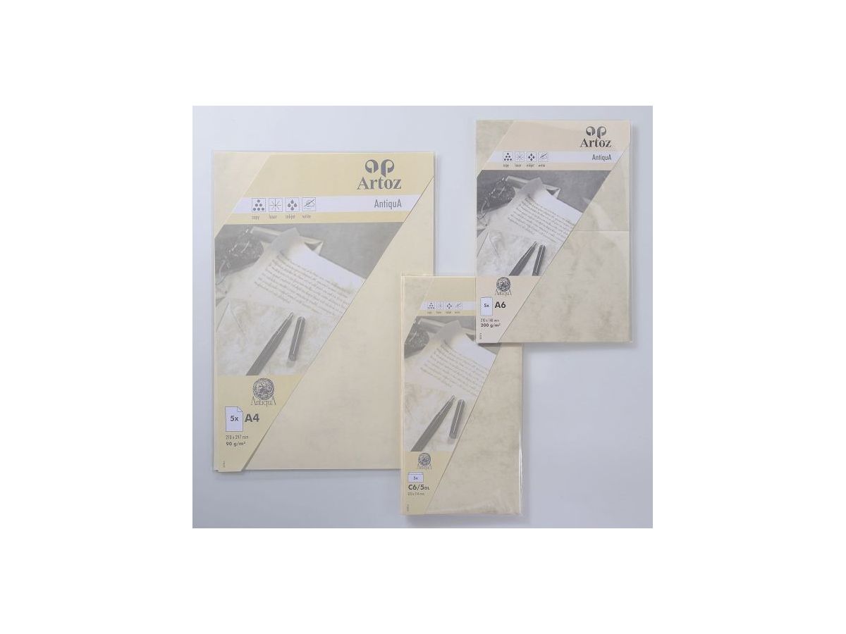ARTOZ Carta Antiqua A4 108796142 90g, chamois 5 fogli (7612450301397)