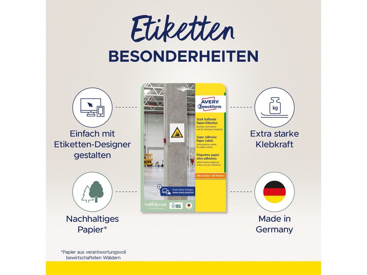 AVERY ZWECKFORM Etichette Univ. 210x297mm L7877-20 20 Blatt 20 fogli (4004182070093)