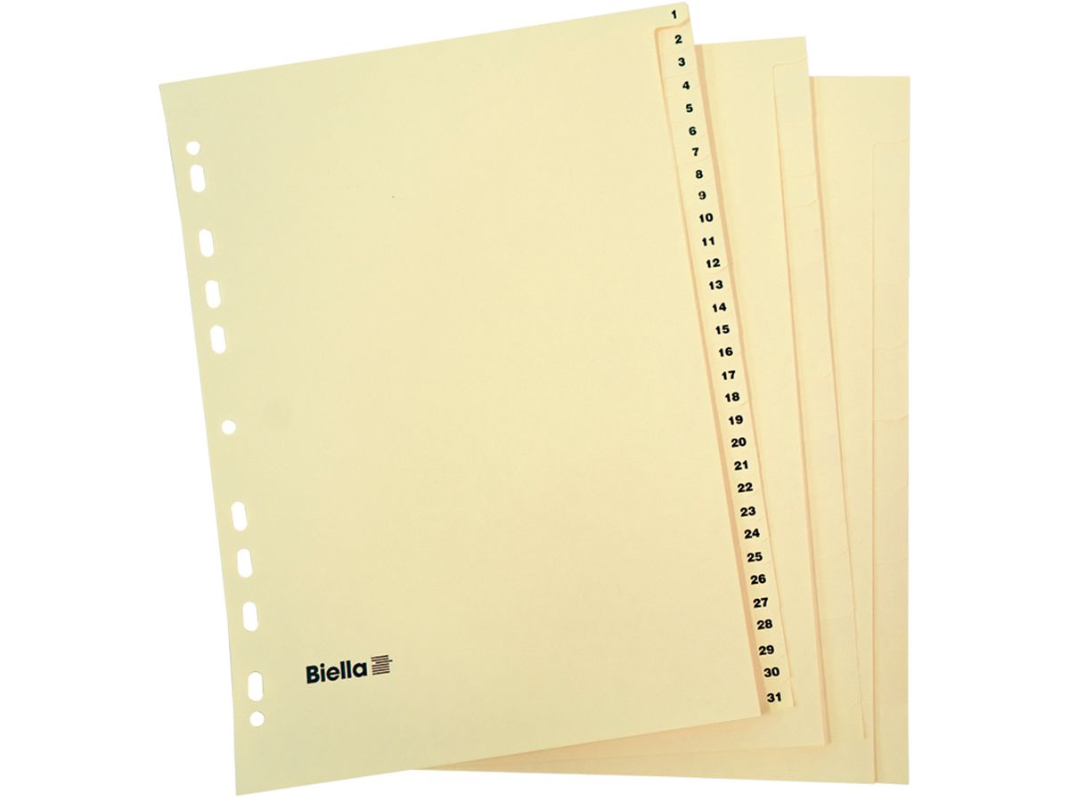 BIELLA Répertoires carton A4 19443100U brun 1-31 (7611365208562)