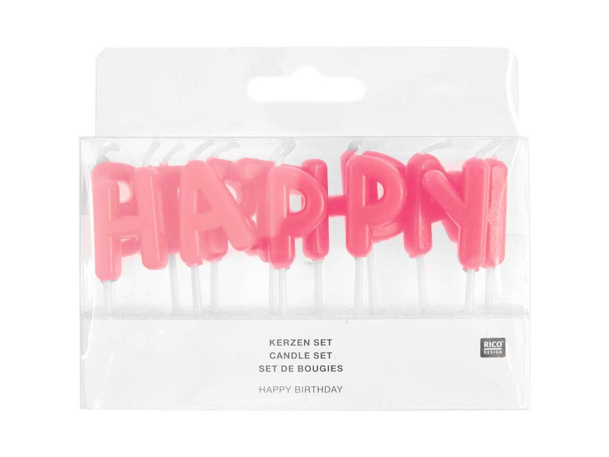 RICO DESIGN Candele Happy BIrthday 400589 Rosa neon (4051271219277)