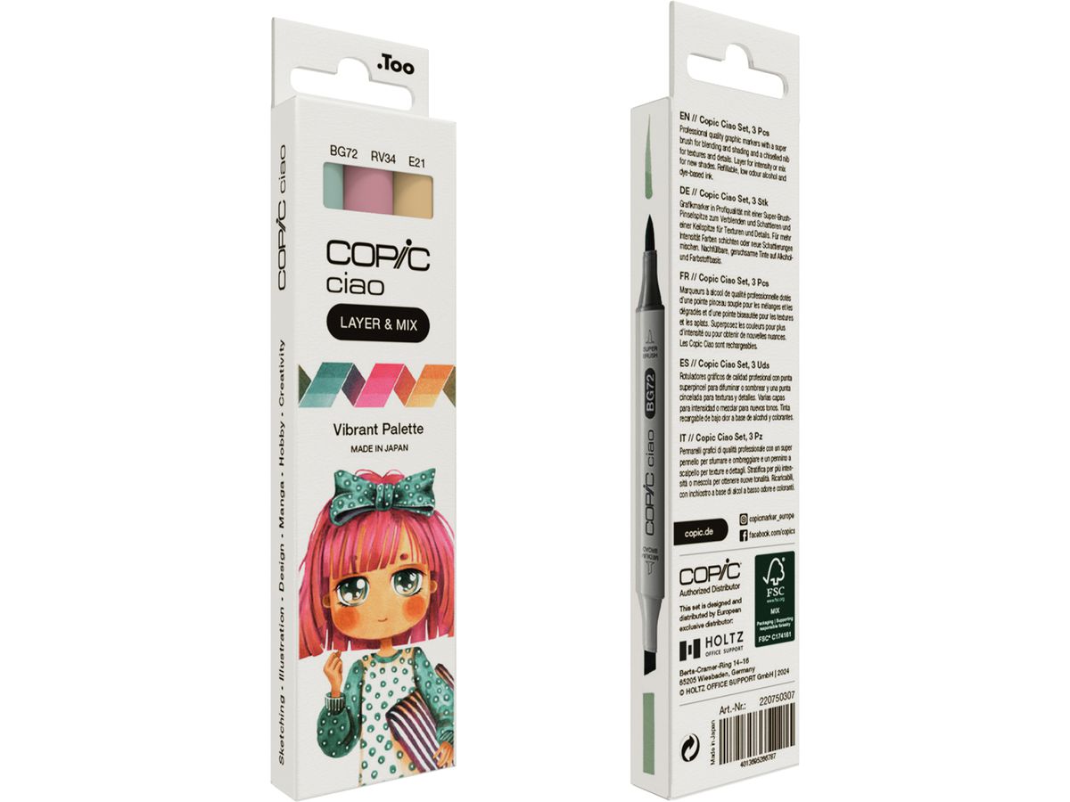 COPIC Marker Ciao 220750307 Vibrant Palette 3 pièces (4013695266787)