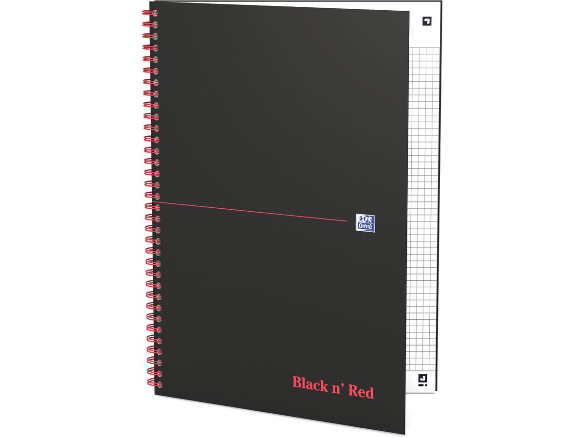 OXFORD Buch Black 'n Red A4 400047609 kariert, 90g 70 Blatt (4006140009145)