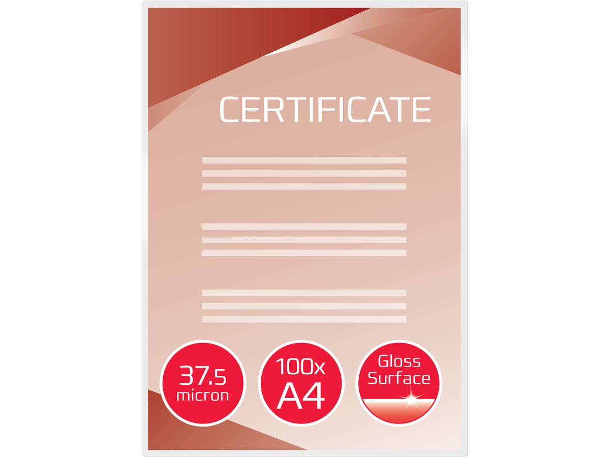 GBC Laminiertasche A4 3745103 glanz, 37,5my 200 Stk (0033816029392)