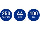 LEITZ Pochettes à plastifier A4 74840000 brillant, 250my 100 pcs. (4002432397686)