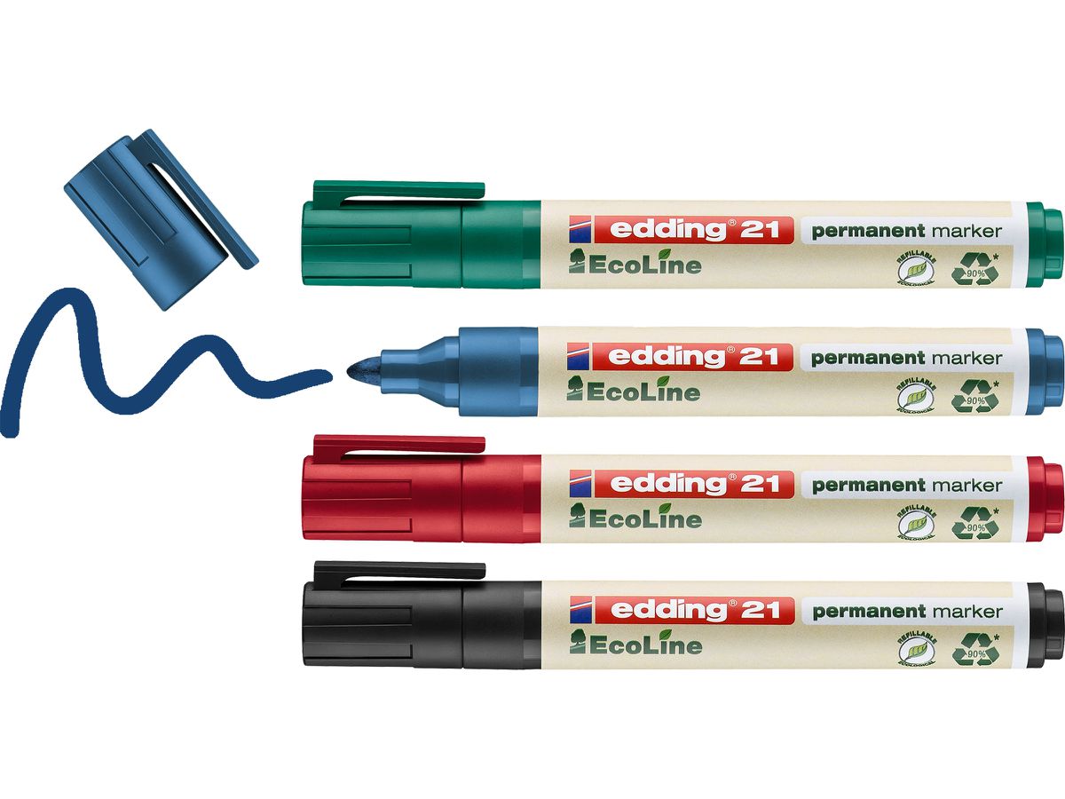 EDDING Permanent Marker 21 1.5-3mm 21-E4 4 couleurs (4004764917907)