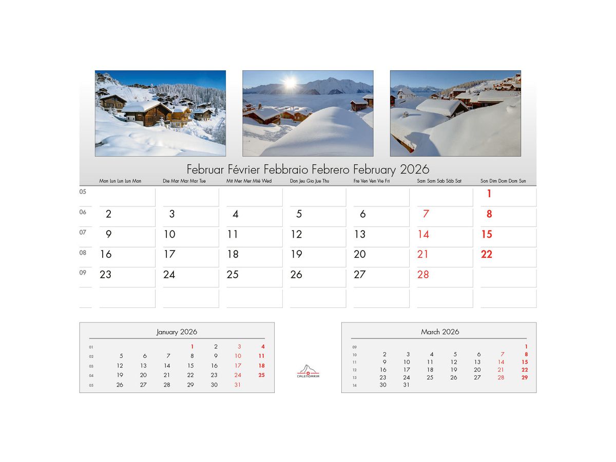 CALENDARIA Bildkalender 2026 9783036205144 Swiss Mix ML 31.5x23cm (9783036205144)