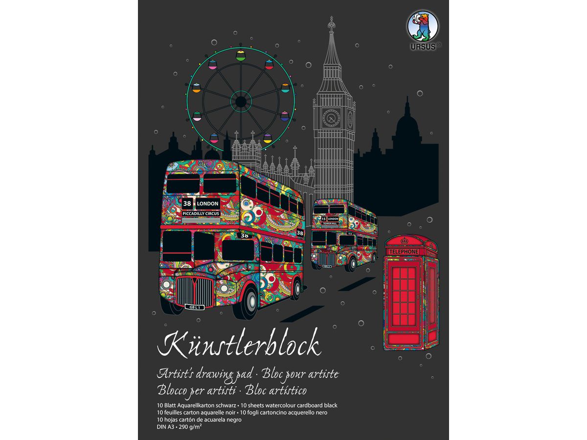 URSUS Artist bloc, aquarelle A3 16254090SE 290g, noir 10 flls. (4008525216063)