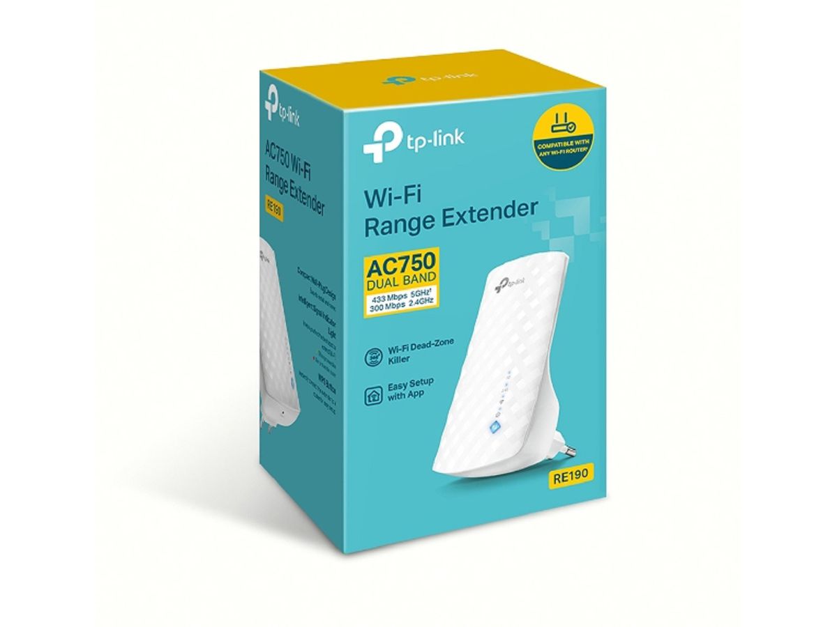 TP-LINK AC750 Wi-Fi Range Extender RE190 3 internal antennas (6935364089665)
