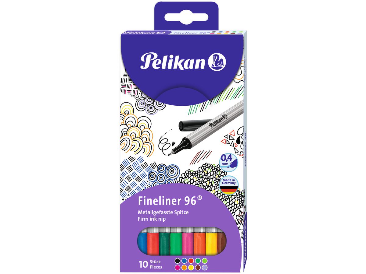 PELIKAN Fineliner 0,4mm 940676 10 couleurs, étui (4012700940674)