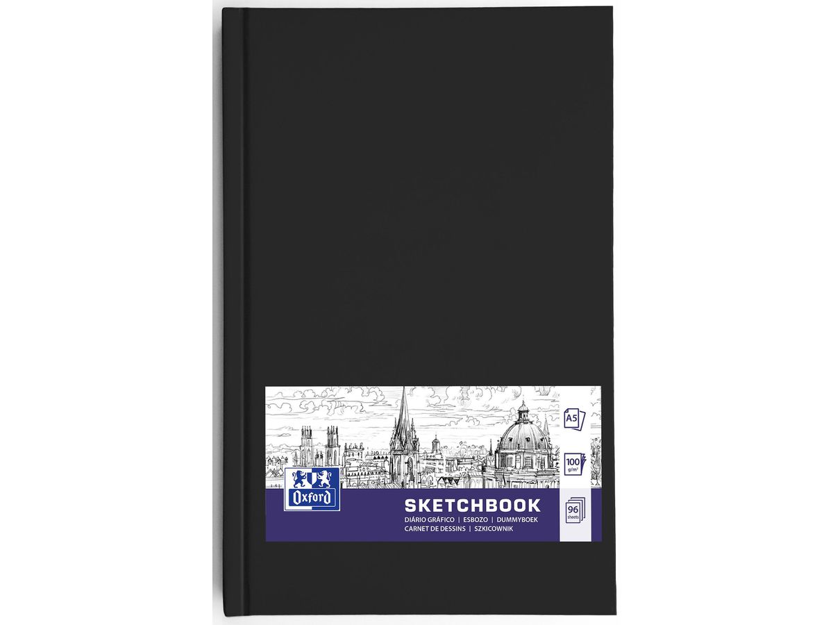 OXFORD Skizzenbuch A5 400152622 schwarz, blanco, 100g 96 Blatt (5904017390862)