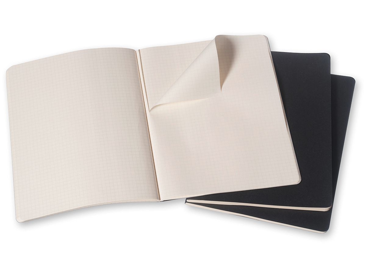 MOLESKINE Cahier XL 25x19cm 705021 quadrillé, noir 3 pcs. (9788883705021)
