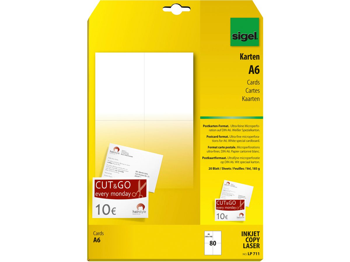 SIGEL Postkarten A6 LP711 weiss, 185g 80 Stück (4004360992025)