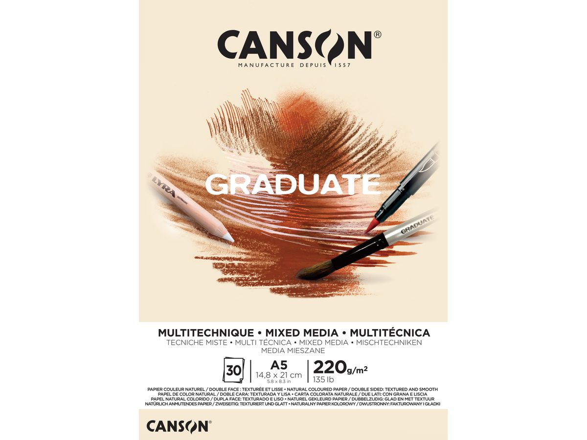 CANSON Graduate Mixed Media A5 400110367 20 Blatt, beige, 220g (3148950009364)