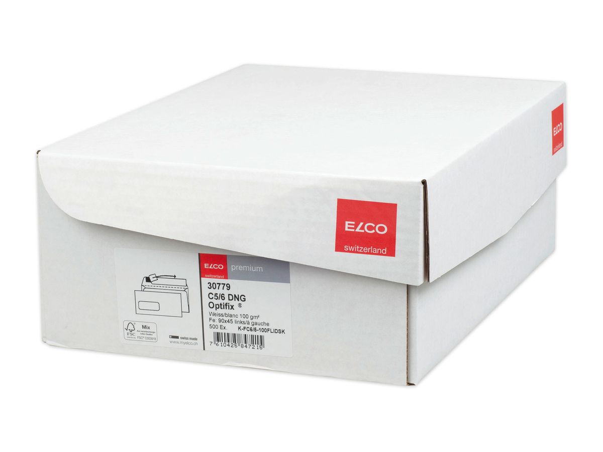 ELCO Busta Premium c/finestra C5/6 30779 100g, bianco 500 pezzi (7610425847215)