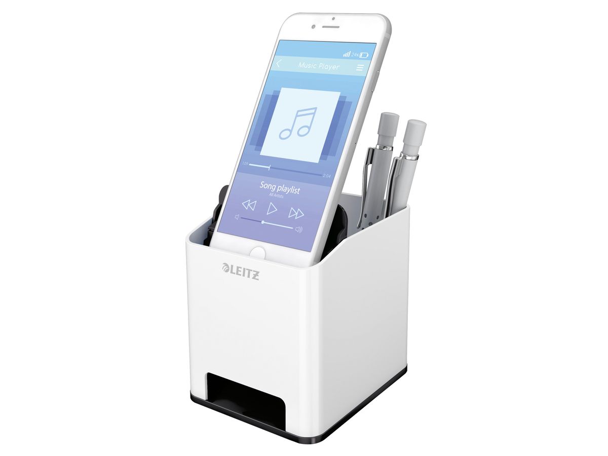 LEITZ Sound Stifteköcher WOW 5363-10-95 weiss/schwarz (4002432122110)