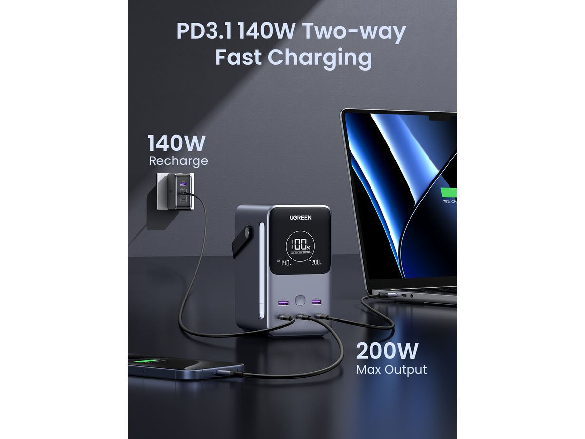 UGREEN Nexode Power Bank 48000 mAh 25286 300W, PD 3.1, Fast Charging (6941876222865)