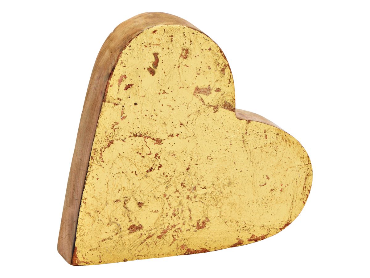 ROOST Herz aus Mangoholz 10034349 gold 18x18x4cm (4007698420680)