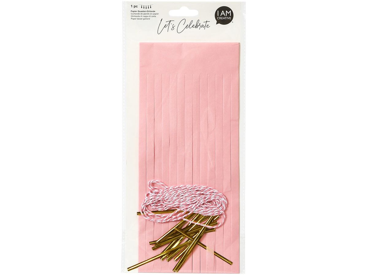 I AM CREATIVE Papier Quasten-Girlande, rosa 6010.961 (7611983208111)