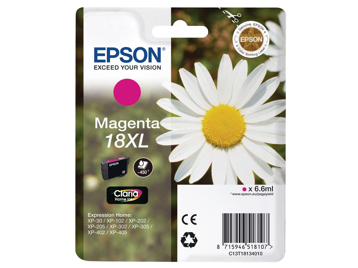 EPSON Cart. d'inch. 18XL magenta T181340 XP 30/405 450 pagine (8715946625249)