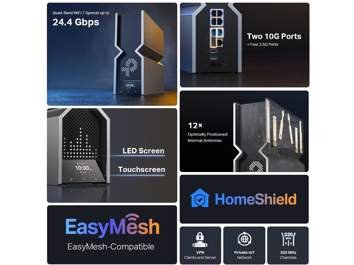 TP-LINK Quad Band Wi-Fi 7 Router Archer BE900 BE24000 (4895252500561)