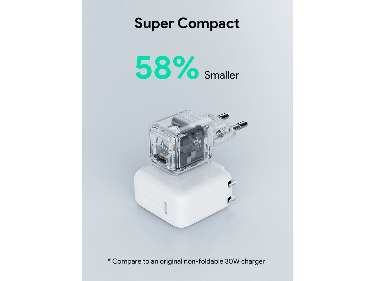 AUKEY Comet Mini 30W GaN PD PA-C1 1-Port, Wall Charger Grey (0689323789801)