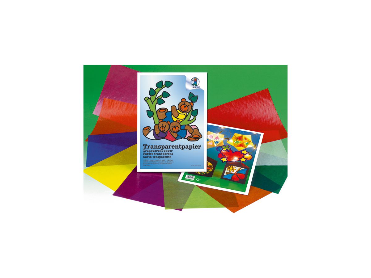 URSUS Carta trasparente 23x33cm 8230099F 42g, 10 colori ass. 10 fogli (4008525251552)