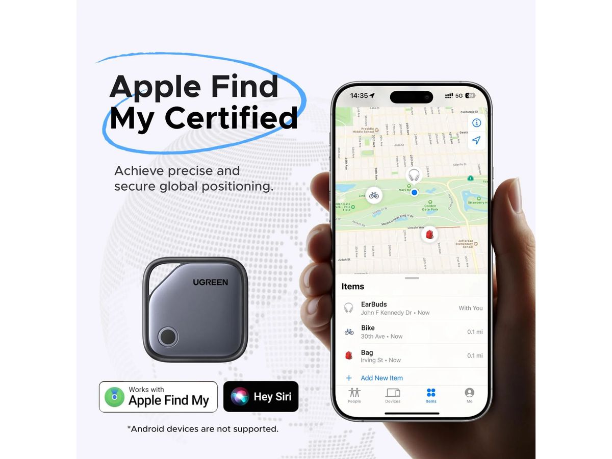 UGREEN Finder 2 Tracker Apple 75119A Find My,iOS,USB-C,Black (6941876277667)