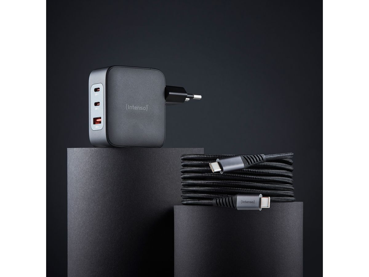 INTENSO Power Adapter W110ACC Charger 7810010 100W, 2x USB-C, 1x USB-A (4034303036035)