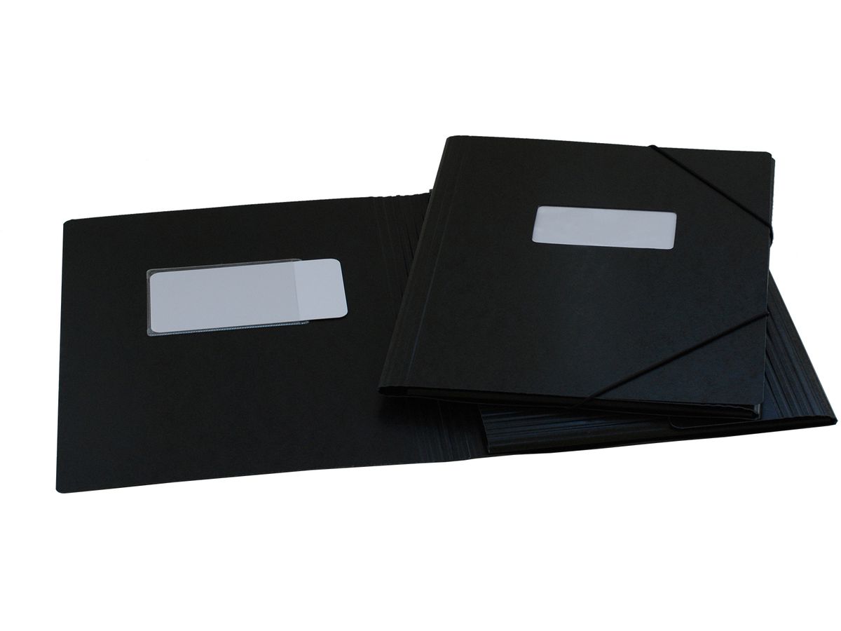 EROLA Dossier à élastique 650my A4 33299F noir carton fibre a. fenêtre (7640114443497)