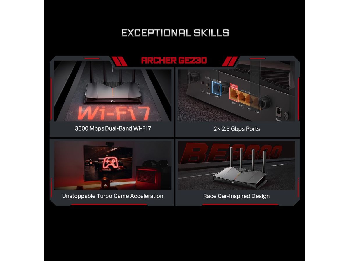 TP-LINK DualBand WiFi 7 Gaming Router Archer GE230 BE3600 (1210002609425)