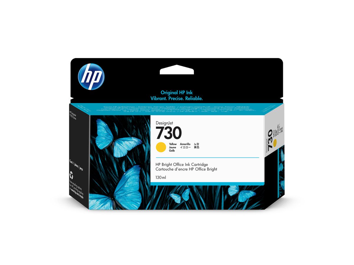 HP Tintenpatrone 730 yellow P2V64A DesignJet T1700 130ml (0190781726951)