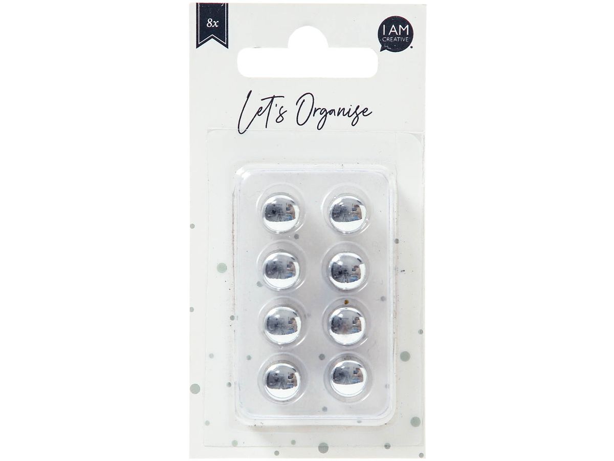 I AM CREATIVE Dekomagnet Let`s Organize 4035.38 silber, rund 8 Stück (7611983215355)