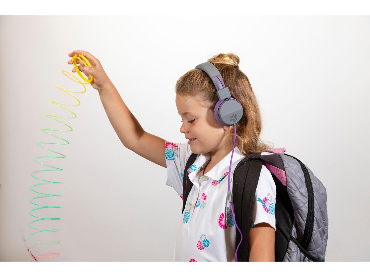 JLAB JBuddies Studio Kids On-Ear IEUHJKSTUDIORGRYPRP6 Wired, Grey/Purple (0812887015431)
