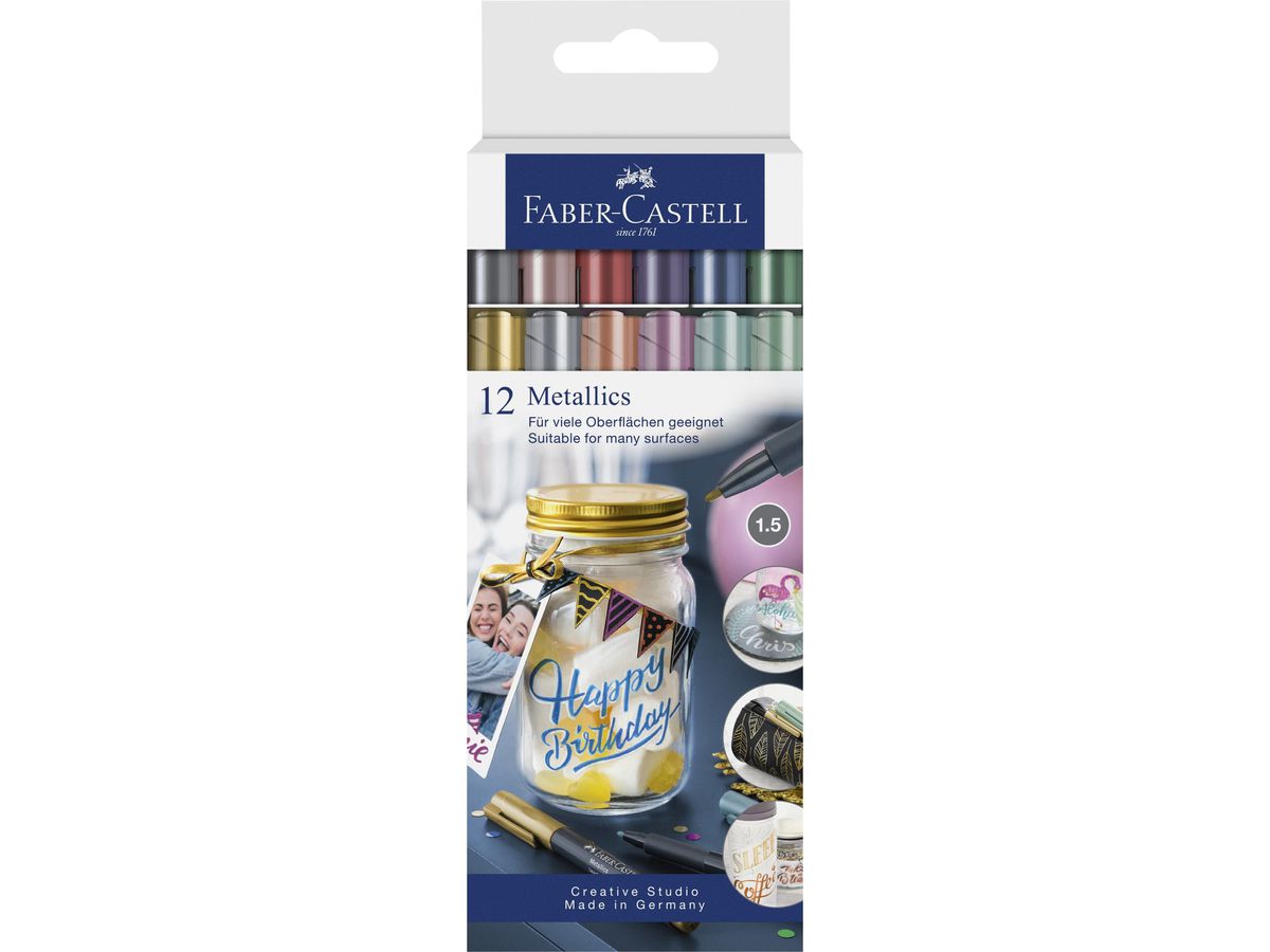FABER-CASTELL Metallics Set 1.5mm 160713 assortiti 12 pezzi (4005401607137)